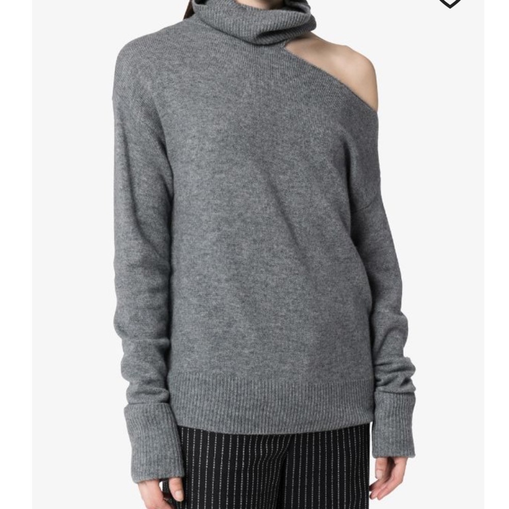 PAIGE Gray Off-the-Shoulder Sweater
